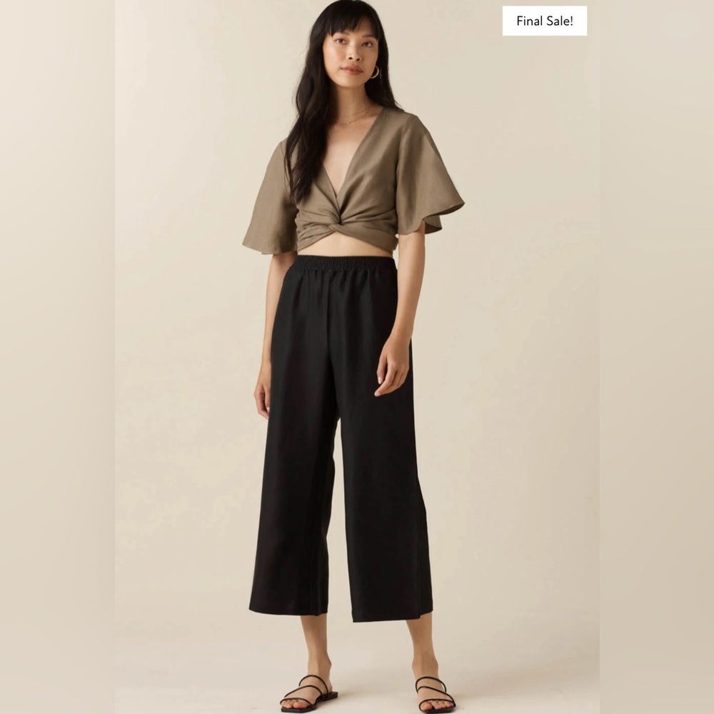 VETTA The Elastic Waist Wide Leg Pant - Black - Medium